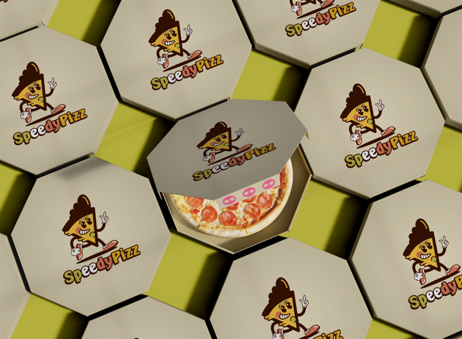 SpeedyPizz logo mockup