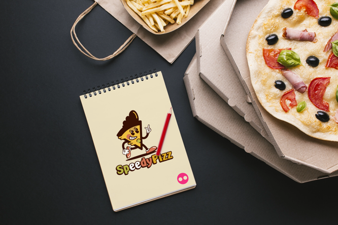 SpeedyPizz logo mockup